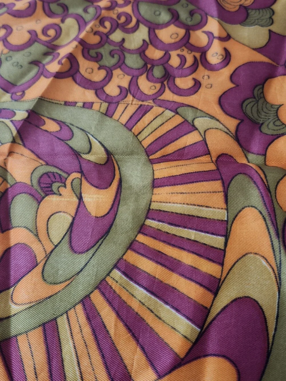 Vintage Mod Psychedelic Scarf Purple Orange Green